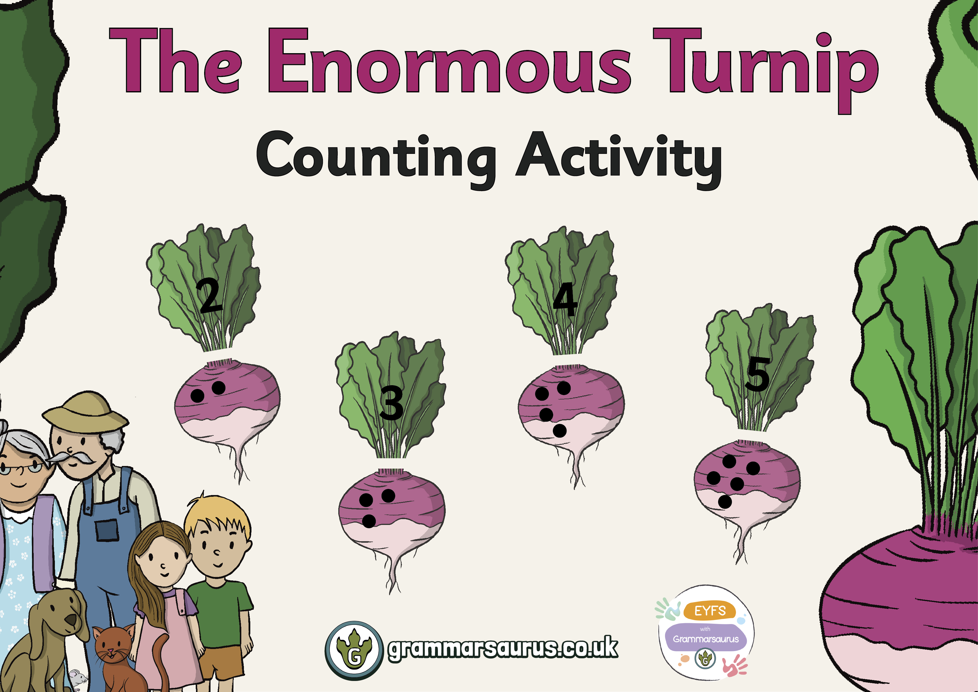 EYFS The Enormous Turnip Counting Activity Grammarsaurus