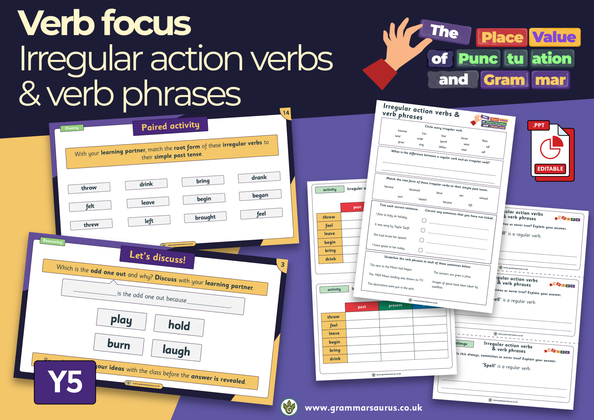 Year 5 The Place Value of Punctuation and Grammar – Verb focus ...
