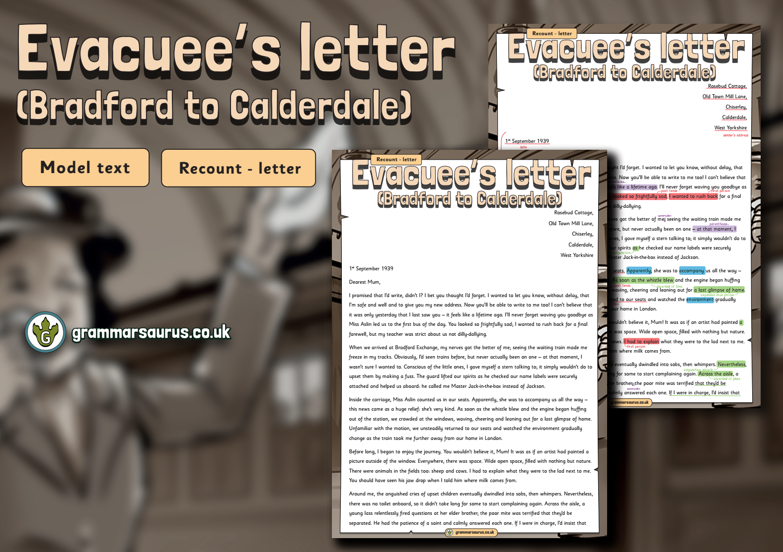 Year 6 Model Text – Recount letter – Evacuee’s letter (Bradford to ...