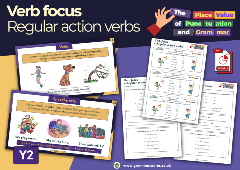 Year 2 The Place Value of Punctuation and Grammar – Verb focus ...