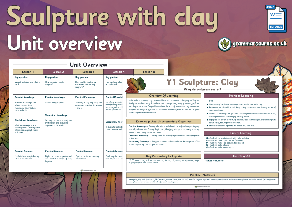 Year 1 Art Sculpture Unit Overview Why do sculptors sculpt