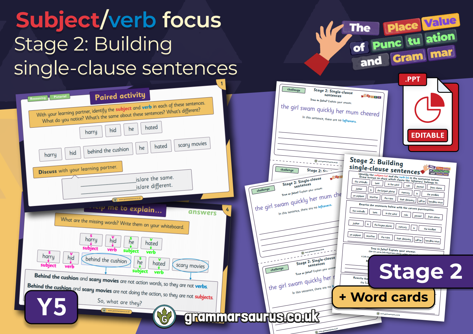 Year 5 - The Place Value of Punctuation and Grammar - Building single ...