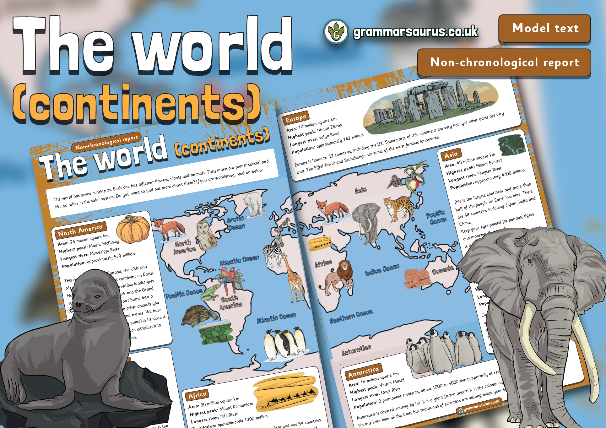 Year 2 Model Text – Non-chronological report – The world (continents ...