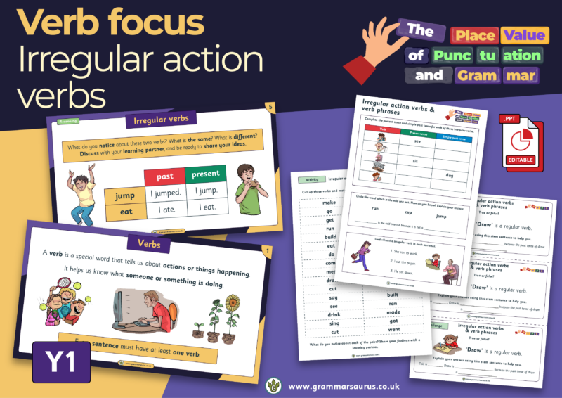 Year 1 The Place Value of Punctuation and Grammar Verb focus