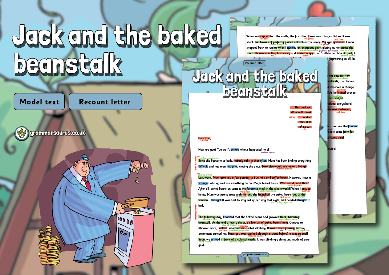 Year 3 Model Text – Recount – Letter – Jack and the baked beanstalk ...