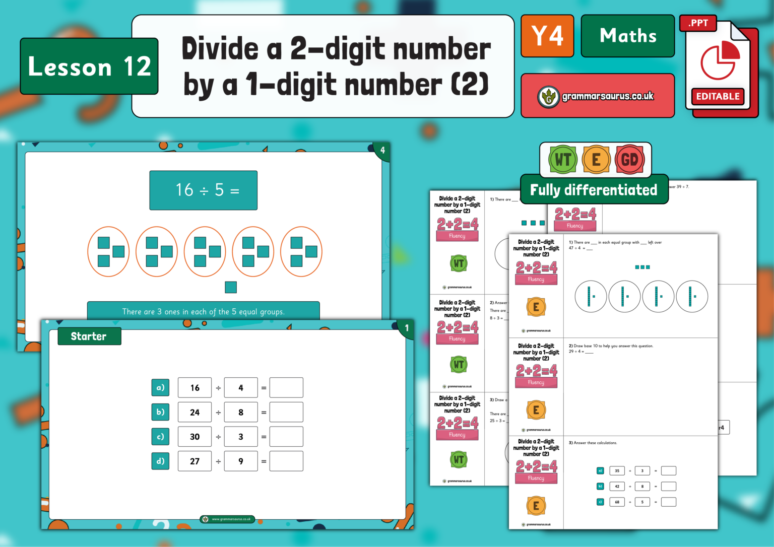 Year 4 – Multiplication and Division Part 2 – Divide a 2-digit number ...