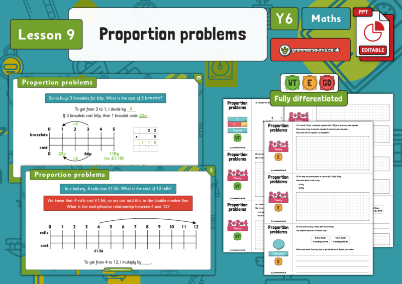 Year 6 Ratio - Proportion Problems - Lesson 9 - Grammarsaurus