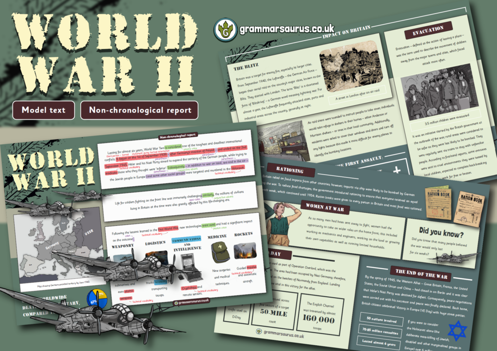 Year 6 Model Text Non chronological Report World War II Grammarsaurus Year 6 Model Text Non chronological Report World War II Grammarsaurus