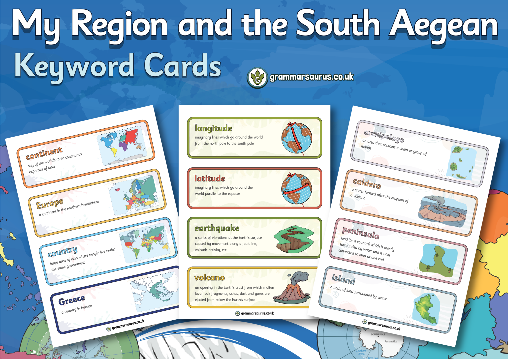 Year 4 Geography – My Region and the South Aegean – Keyword Cards ...