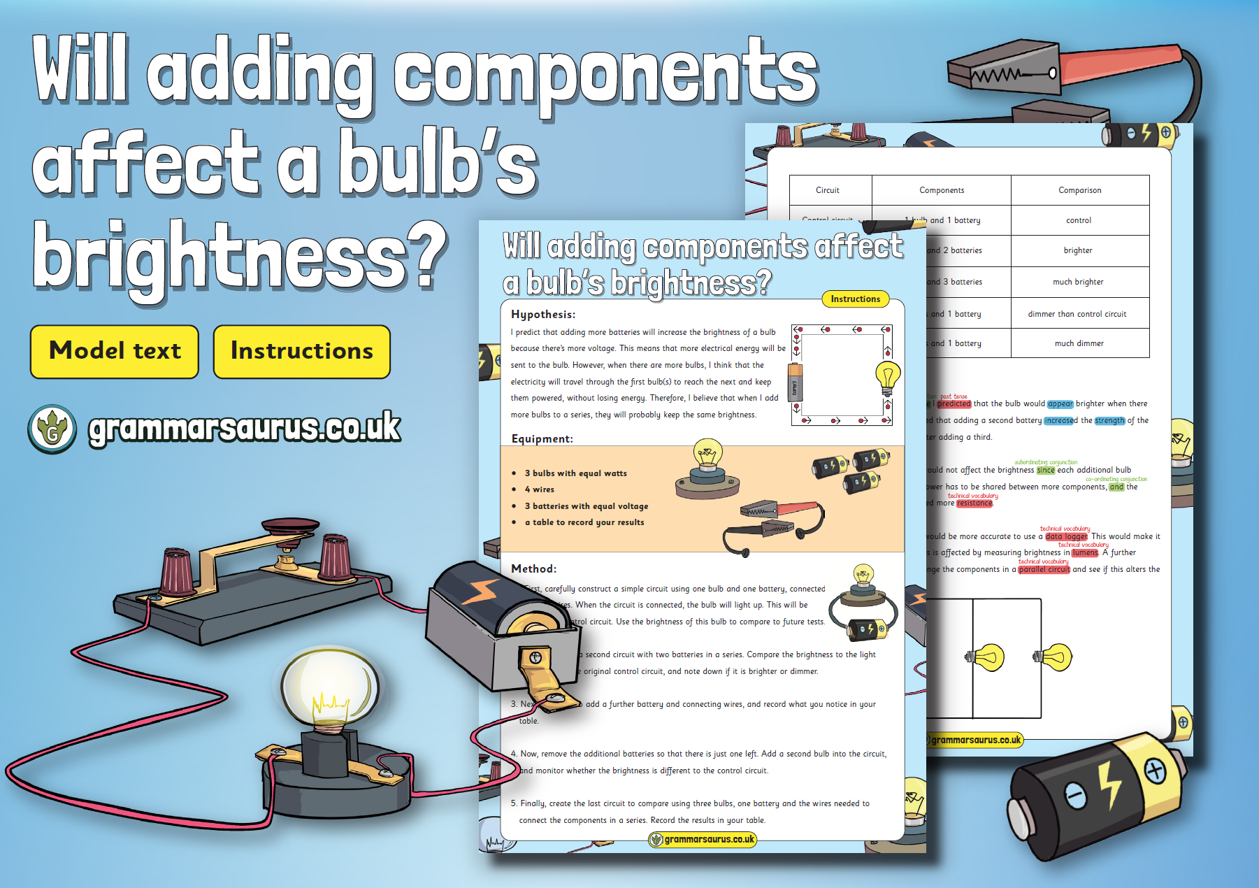 Instructions Model Text Year 4 Model Text – Instructions – Will adding components affect a bulb ...