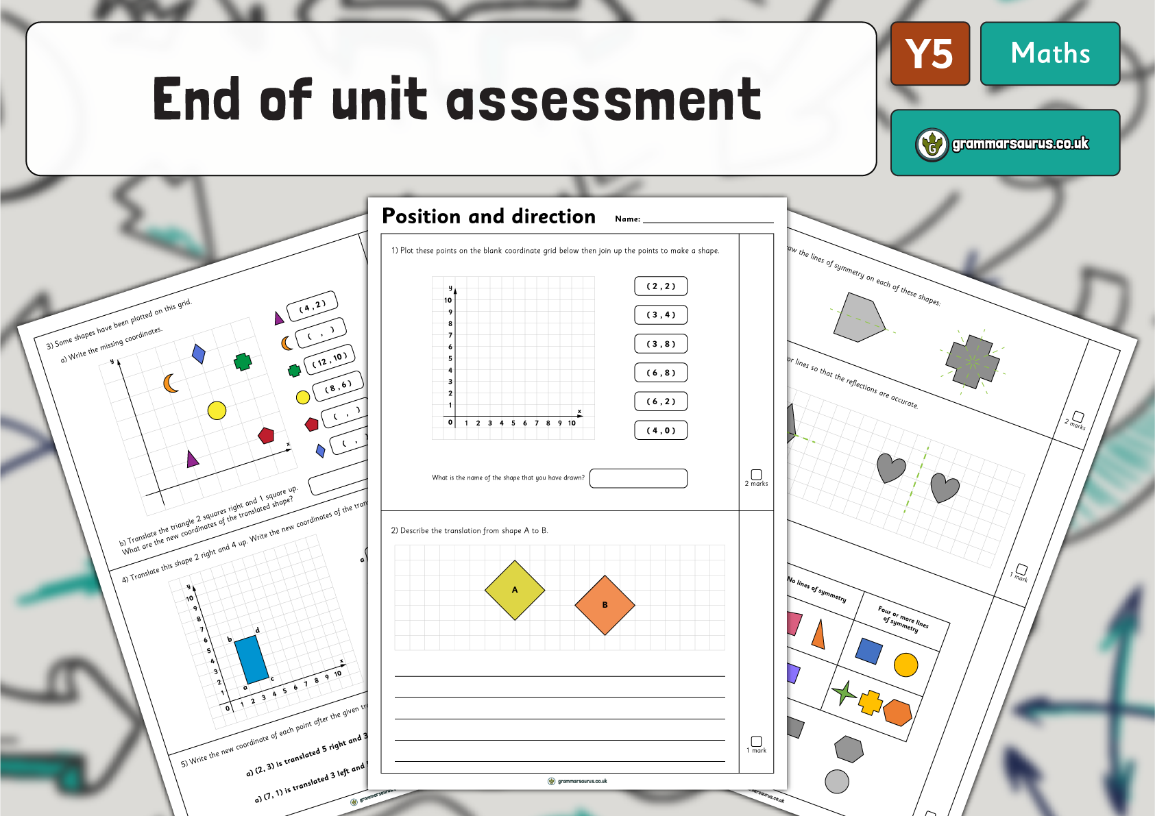 Year 5 Position & Direction - End of Unit Assessment - Grammarsaurus