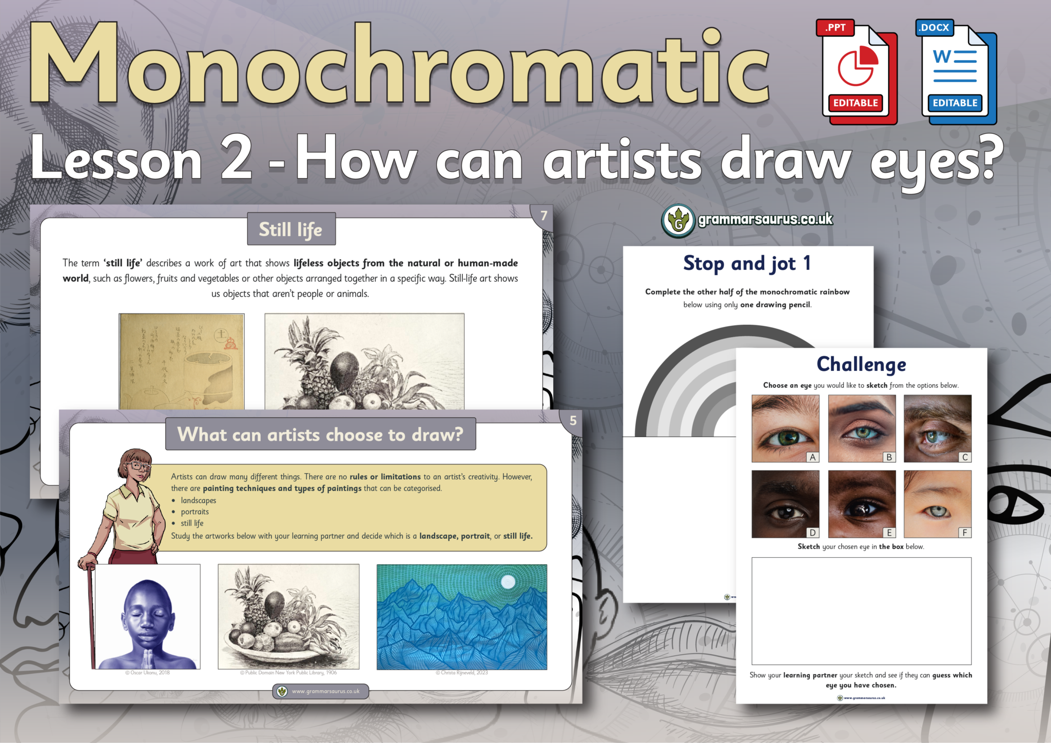Y3 Art - Monochromatic - How can artists draw eyes? Lesson 2 ...