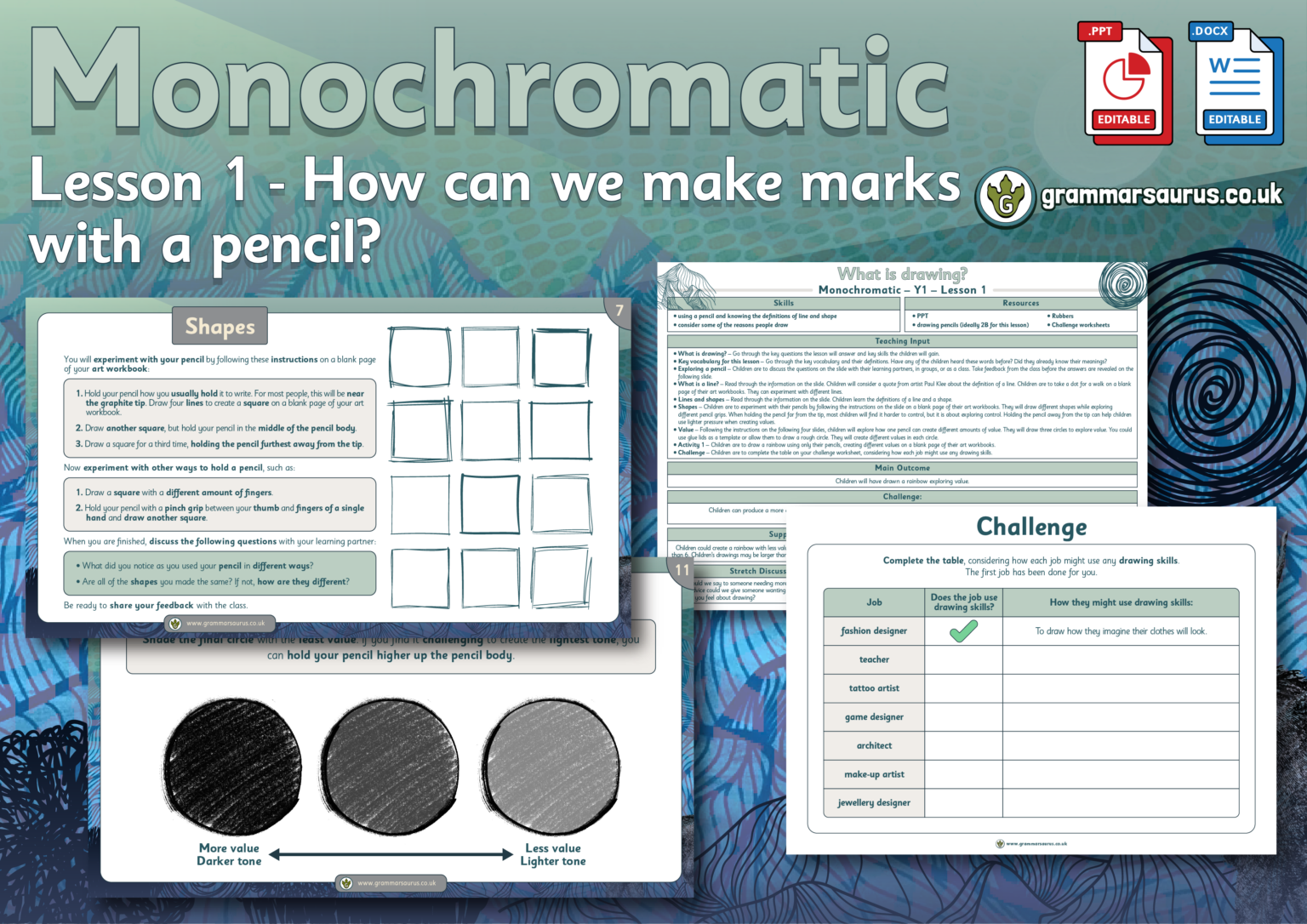 Year 1 Art - Monochromatic - How can we make marks with a pencil ...