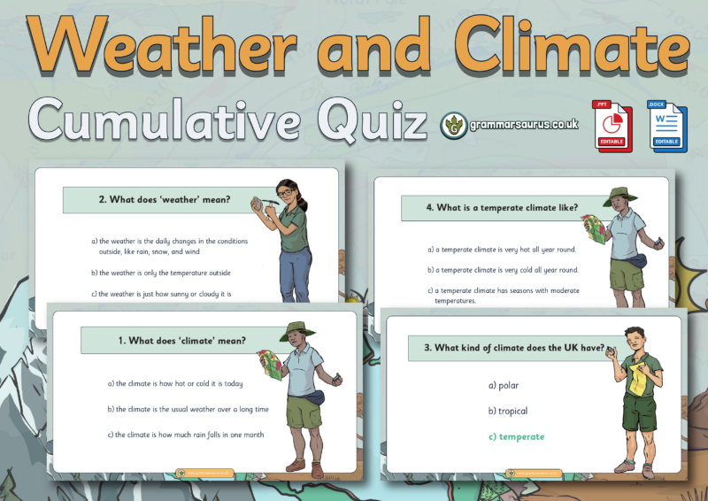 Year 4 Geography – Weather and Climate – Cumulative Quiz - Grammarsaurus