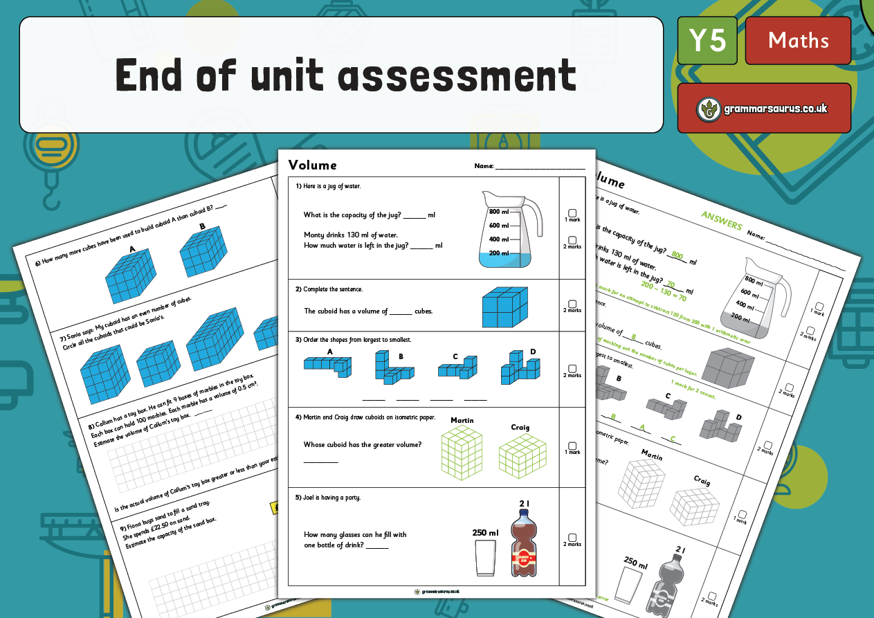 Year 5 Volume -End of unit assessment - Grammarsaurus