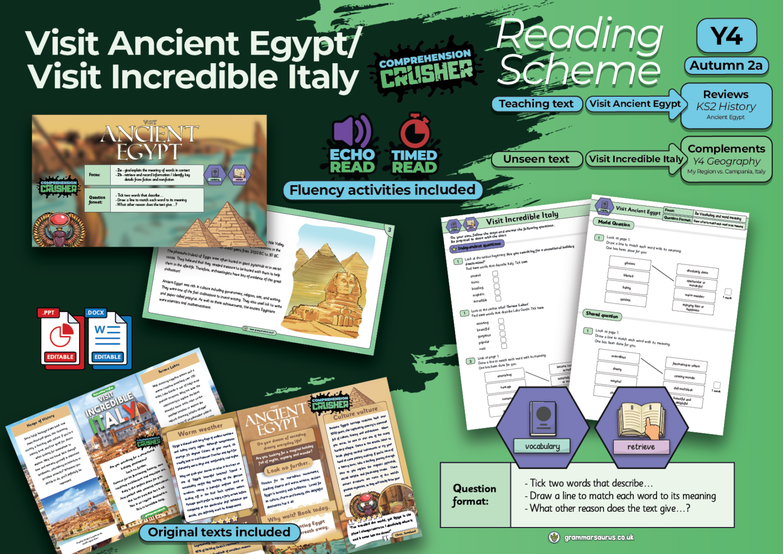 Year 4 Comprehension Crusher Reading Scheme - Autumn 2a - Visit Ancient ...