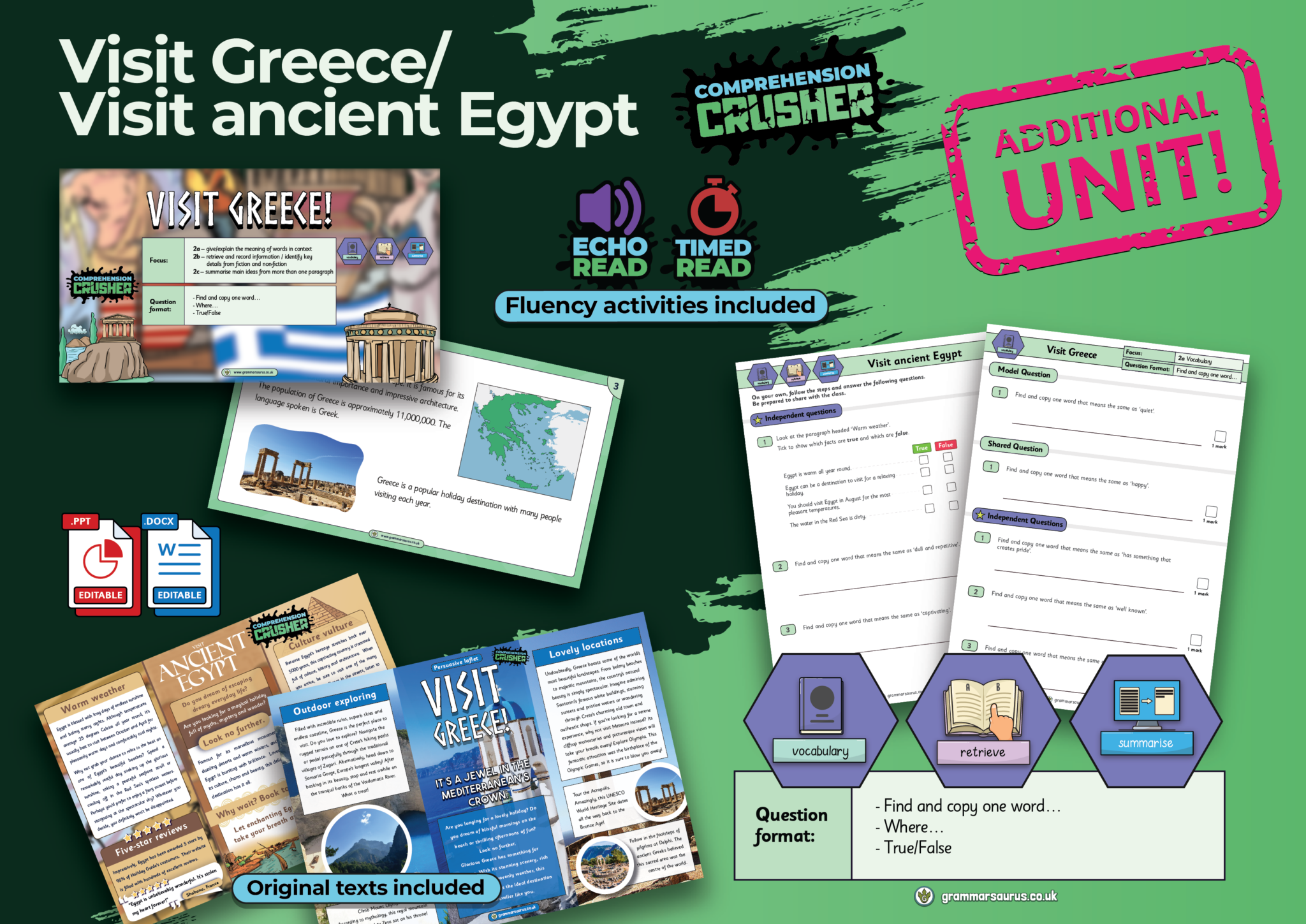 Year 4 Comprehension Crusher Reading Scheme- Additional Unit- Visit ...
