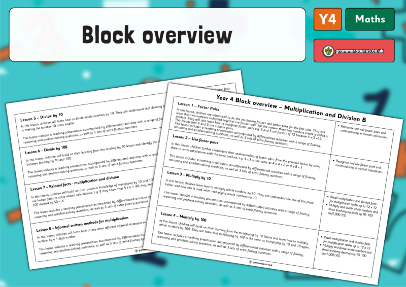 Year 4 - Multiplication and Division Part 2 - Block Overview ...