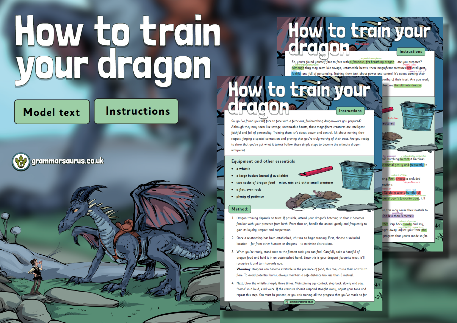 Year 5 Model Text - Instructions – How to train your dragon - Grammarsaurus