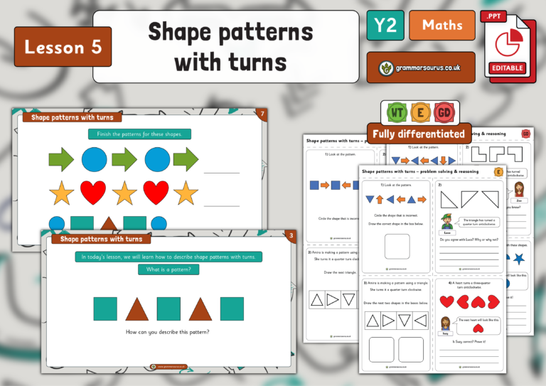 Year 2 Position and Direction - Shape patterns with turns - Lesson 5 ...