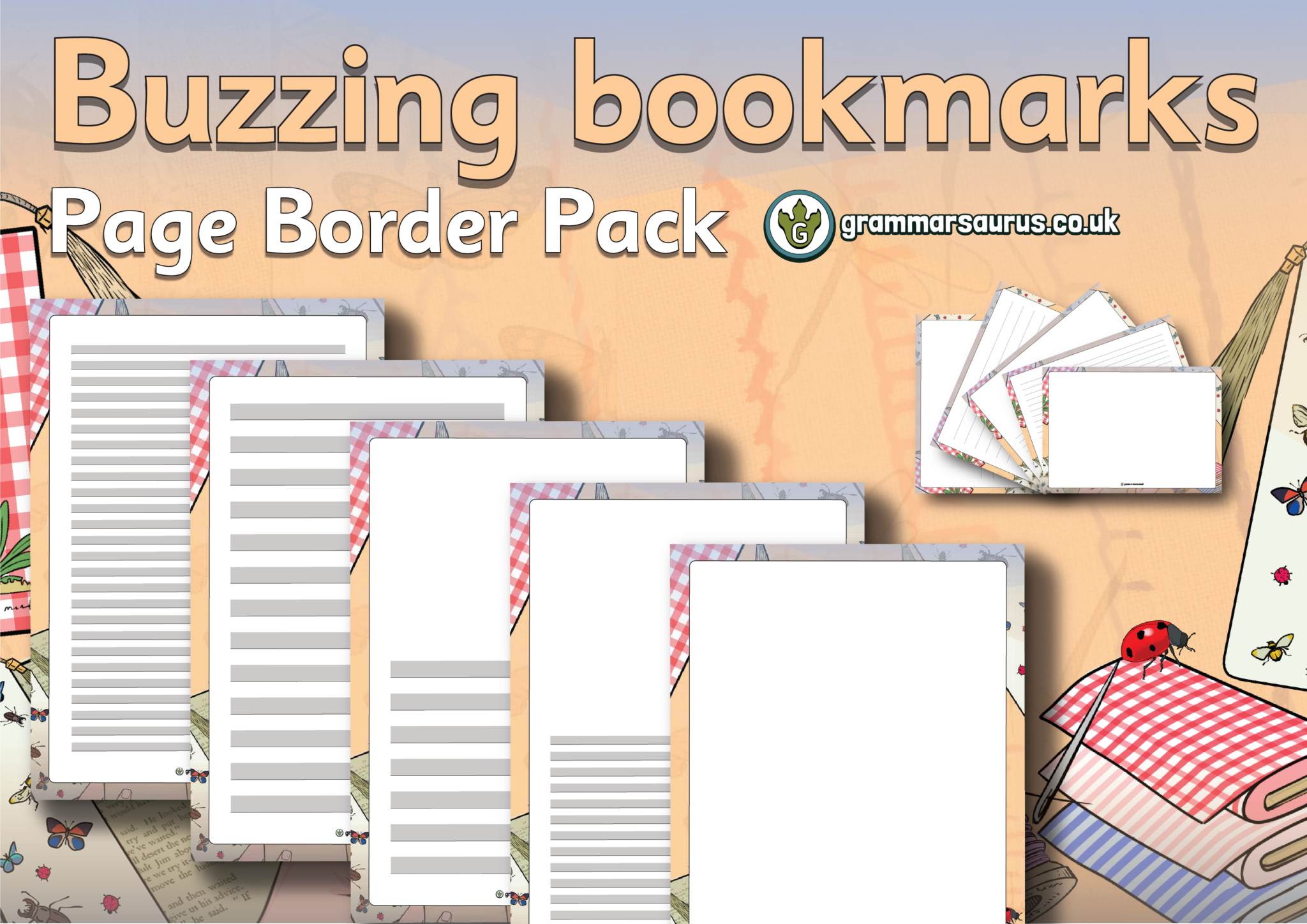 Year 2 - Buzzing bookmarks - Page Border Pack - Grammarsaurus