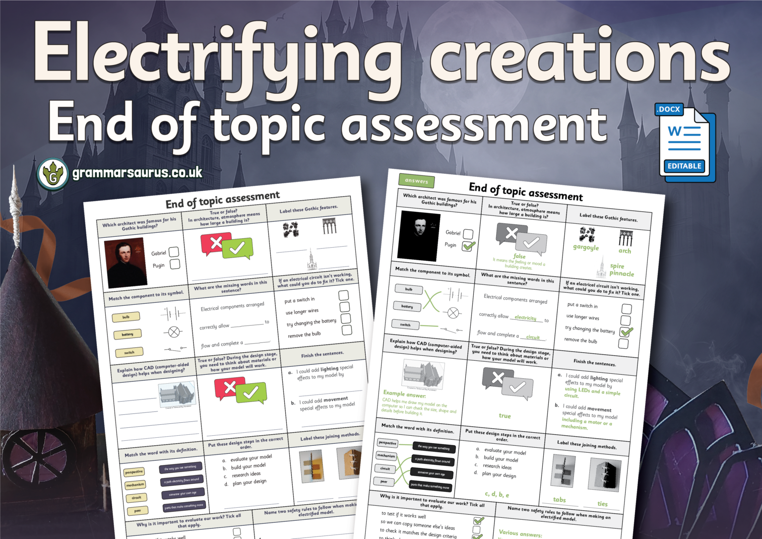 Year 6 - Electrifying Creations - End of topic assessment - Grammarsaurus