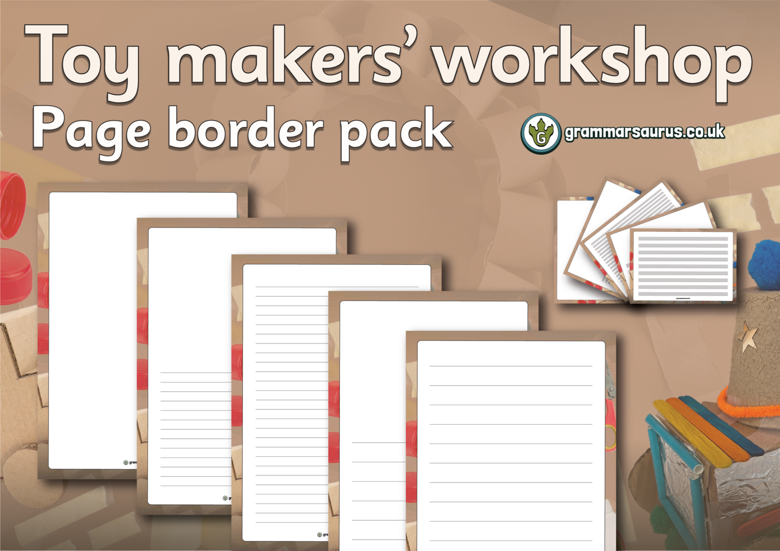 Year 1 - Toy makers' workshop - Page border pack - Grammarsaurus