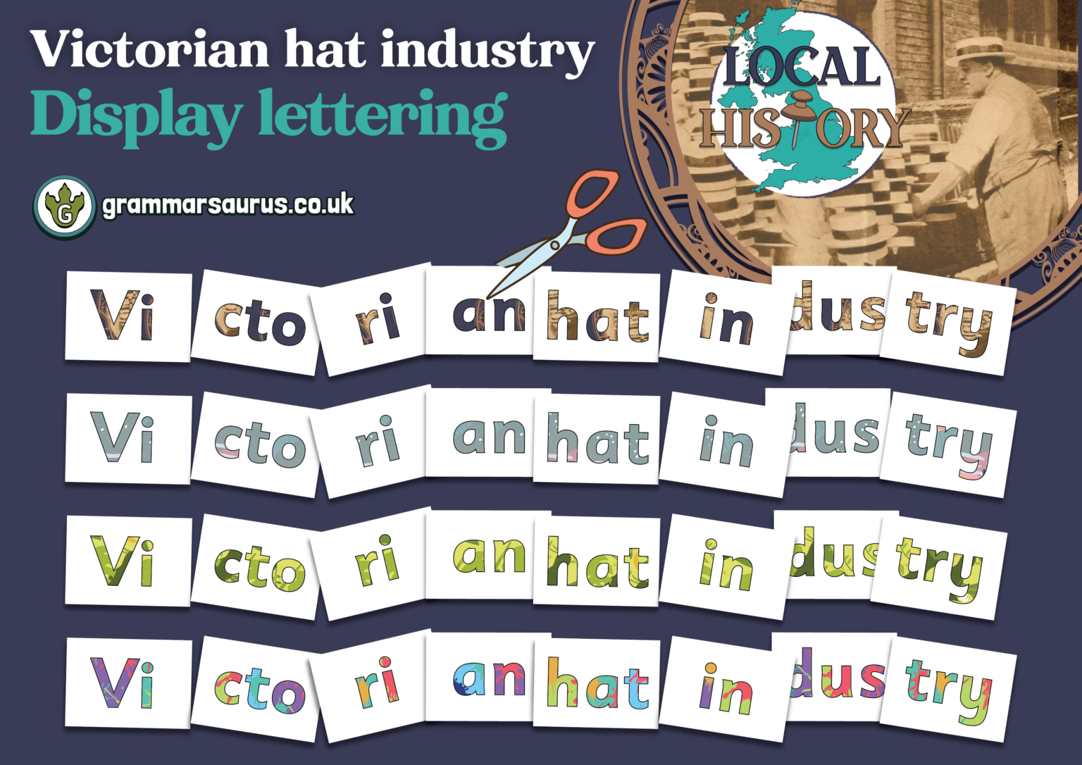 Historical Lettering Display KS1 Local history - Victorian hat industry - Display lettering ...