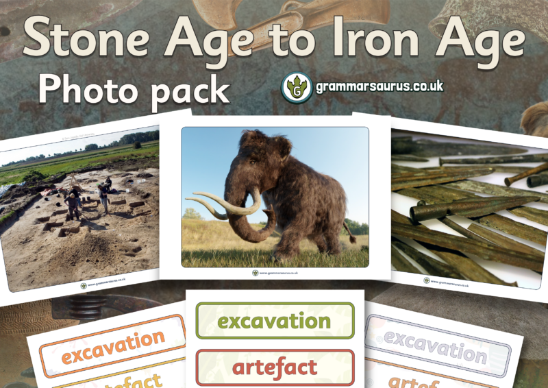 Year 3 History - Stone age to Iron age - Photo pack - Grammarsaurus