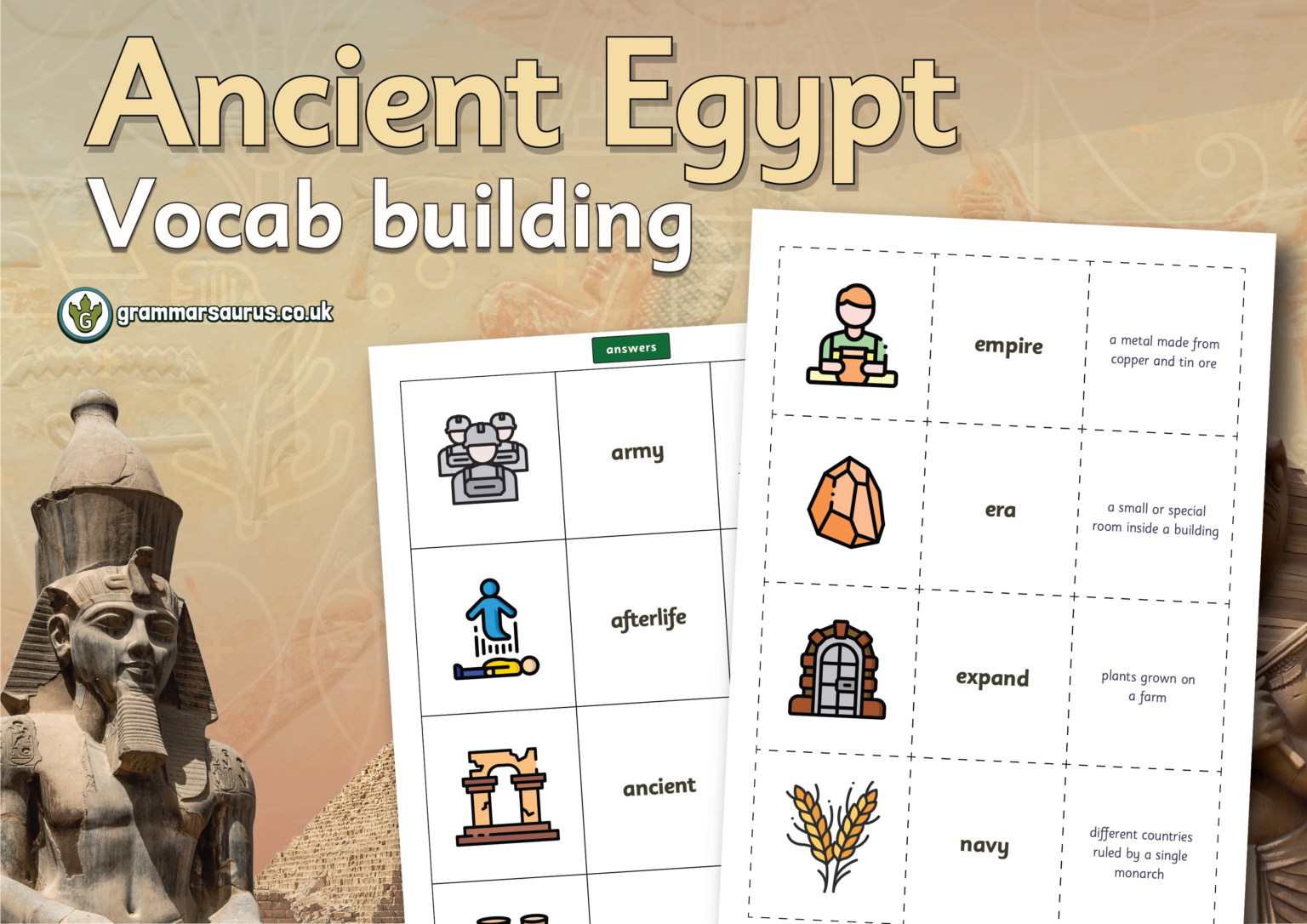 Year 3 History – Ancient Egypt – Vocab building - Grammarsaurus