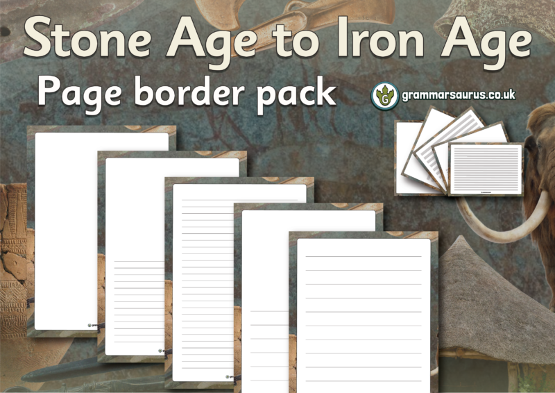 Year 3 History - Stone age to Iron age - Page border pack - Grammarsaurus