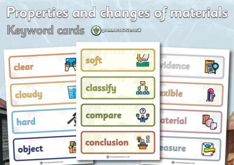 Year 5 Science - Properties and changes of materials – Keyword cards ...