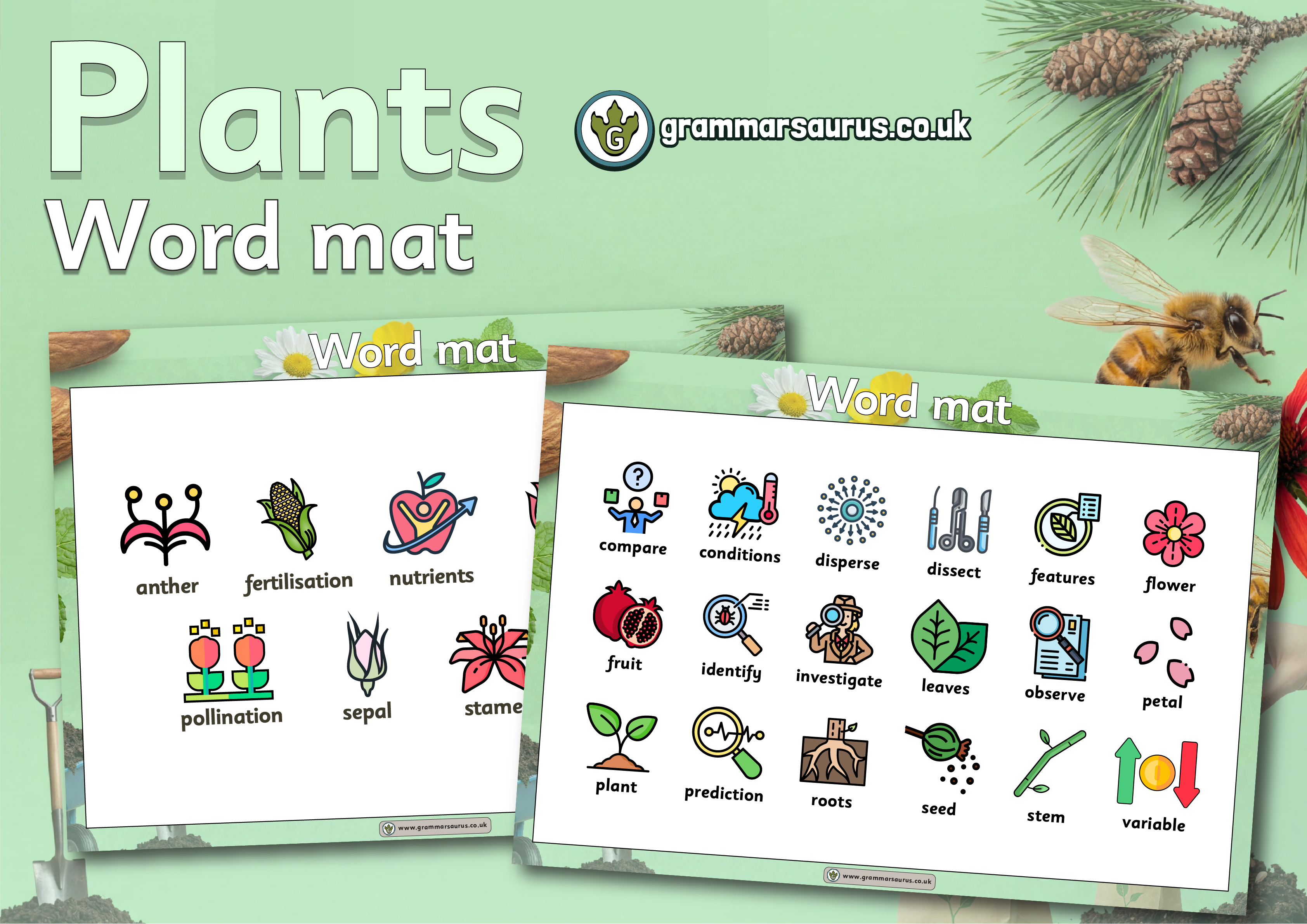 Science Word Mat Year 3 Science - Plants - Word mat - Grammarsaurus