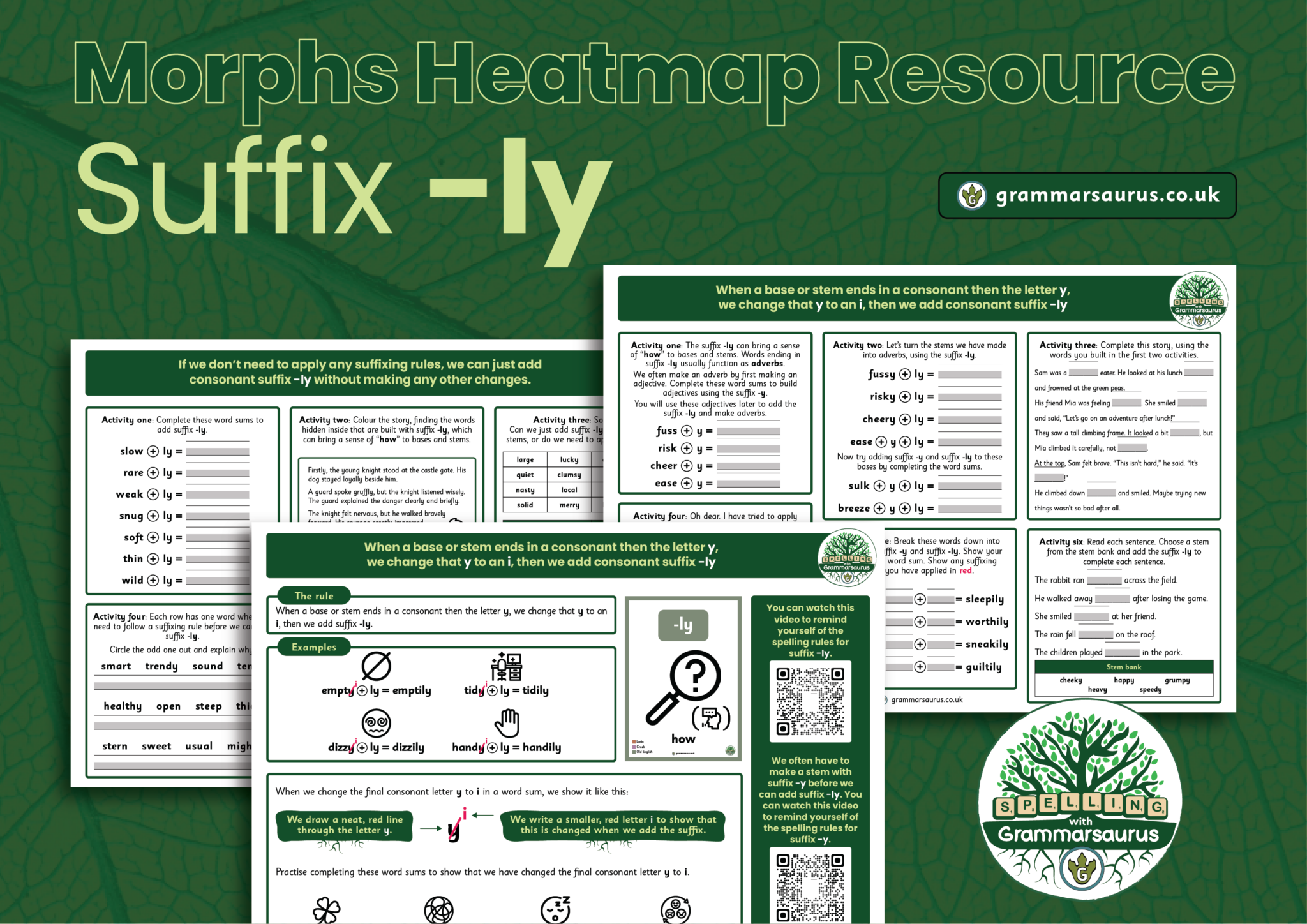 Suffix -ly heatmap resource - Grammarsaurus