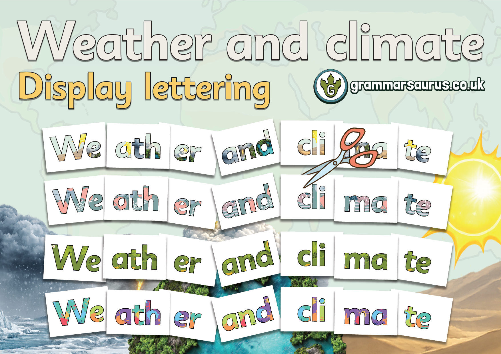 Weather Instant Display Lettering Year 2 Geography – Weather and climate – Display lettering - Grammarsaurus