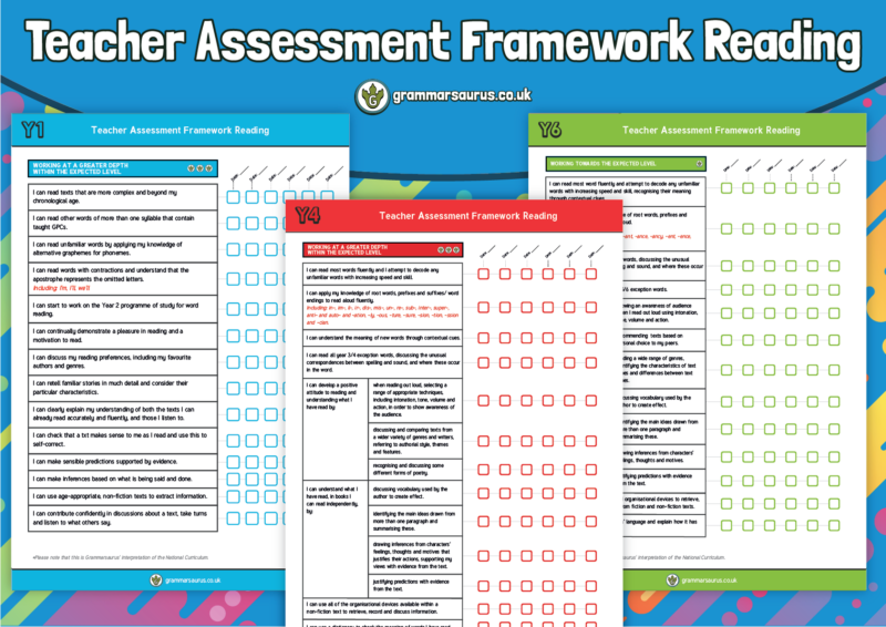Year 3 Teacher Assessment Framework Checklist Reading Grammarsaurus